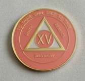 AA Tri Plate Anniversary Medallion Pink & Pearl (Old Style) - Click Image to Close